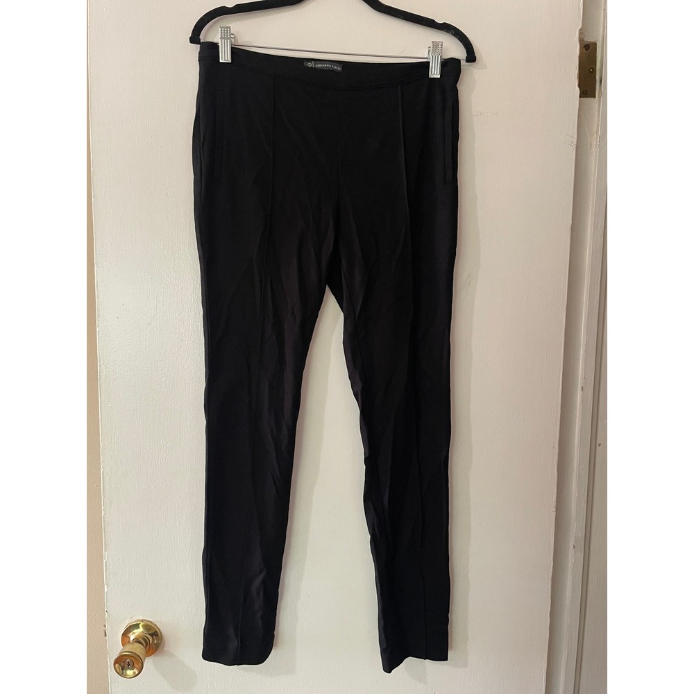 Adrianna Papell Black Ponte Knit Seamed Trousers Side Zip Dress Pants Size 6